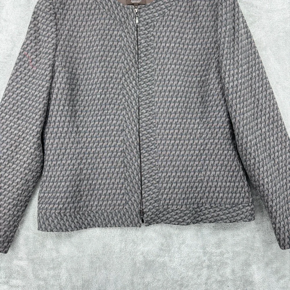 Santorelli Blazer Womens 14 Wool Full Zip Career Classic Lined Lightweight Brown